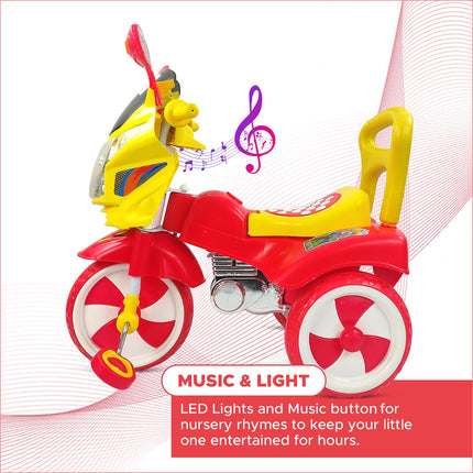 Dash Victor Tricycle for Kids, Baby Cycle, Kids Cycle, Tricycle for Kids for 2 Years to 5 Years with Under Seat Storage, Light and Music (Capacity 30Kg | Red) 