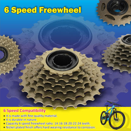 De Venta 6-Speed Gear Set Combo – Total 5 Parts Bicycle Accessories, Bicycle Gear Conversion Kit with Derailleur, Freewheel, Grip Shifter, Outer & Grip, Compatible for All Kind of Bicycles 