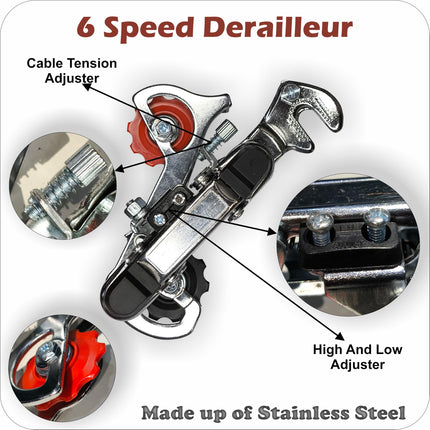 De Venta 6-Speed Gear Set Combo – Total 5 Parts Bicycle Accessories, Bicycle Gear Conversion Kit with Derailleur, Freewheel, Grip Shifter, Outer & Grip, Compatible for All Kind of Bicycles 