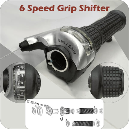 De Venta 6-Speed Gear Set Combo – Total 5 Parts Bicycle Accessories, Bicycle Gear Conversion Kit with Derailleur, Freewheel, Grip Shifter, Outer & Grip, Compatible for All Kind of Bicycles 