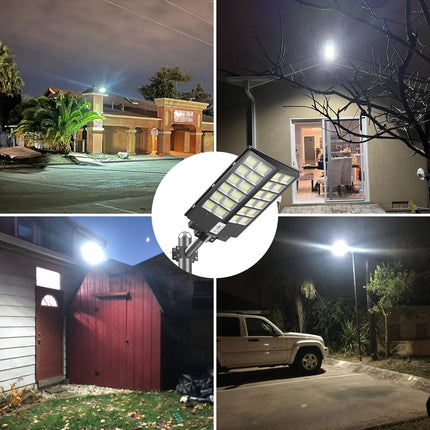 Deepn 2 Pack 1800W Solar Street Light, 150000LM Dusk to Dawn Solar Security Flood Lights Outdoor Motion Sensor, Waterproof LED Solar Lights with Remote Control for Parking Lot, Stadium, Piazza 