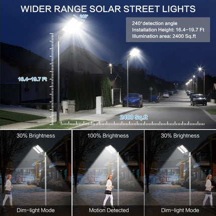 Deepn 2 Pack 1800W Solar Street Light, 150000LM Dusk to Dawn Solar Security Flood Lights Outdoor Motion Sensor, Waterproof LED Solar Lights with Remote Control for Parking Lot, Stadium, Piazza 