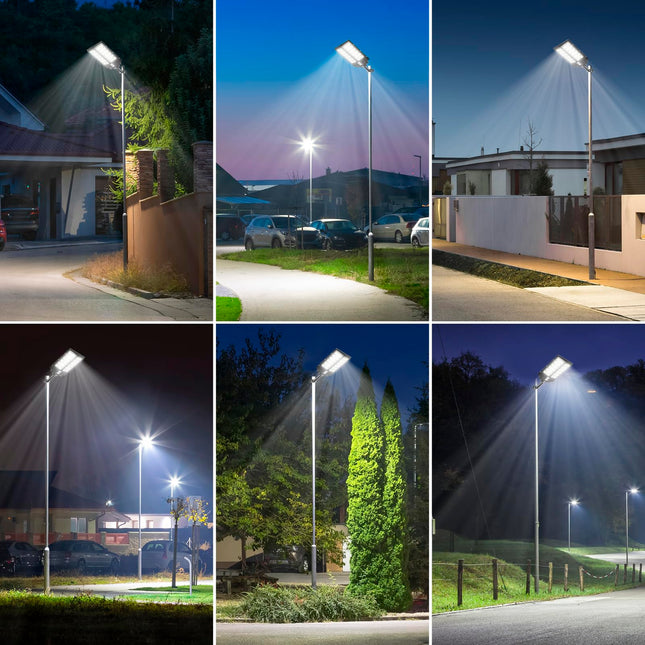 Deepn Solar Street Light 4800W 360000 Lumens IP66 Waterproof Dusk to Dawn LED Solar Flood Light Motion Sensor, Solar Parking Lot Lights Commercial with Remote Control for Outside, Backyard, 2 Pack 
