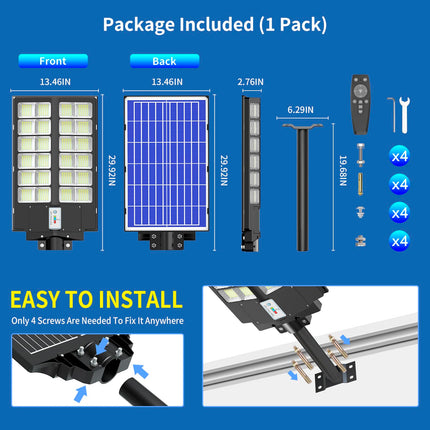 Deepn Solar Street Light 4800W 360000 Lumens IP66 Waterproof Dusk to Dawn LED Solar Flood Light Motion Sensor, Solar Parking Lot Lights Commercial with Remote Control for Outside, Backyard, 2 Pack 