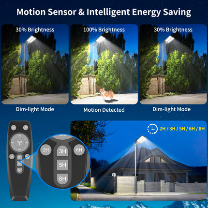 Deepn Solar Street Light 4800W 360000 Lumens IP66 Waterproof Dusk to Dawn LED Solar Flood Light Motion Sensor, Solar Parking Lot Lights Commercial with Remote Control for Outside, Backyard, 2 Pack 