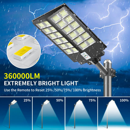 Deepn Solar Street Light 4800W 360000 Lumens IP66 Waterproof Dusk to Dawn LED Solar Flood Light Motion Sensor, Solar Parking Lot Lights Commercial with Remote Control for Outside, Backyard, 2 Pack 