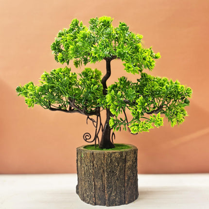 Dekorly Artificial Plants Pot Fake Bonsai Pine Trees Plants Greenery Japanese Pine Bonsai Tree Desktop Display Simulation,Office,Living Room (TrayPot, Height : 30CM) 