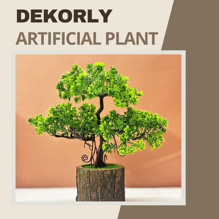 Dekorly Artificial Plants Pot Fake Bonsai Pine Trees Plants Greenery Japanese Pine Bonsai Tree Desktop Display Simulation,Office,Living Room (TrayPot, Height : 30CM) 
