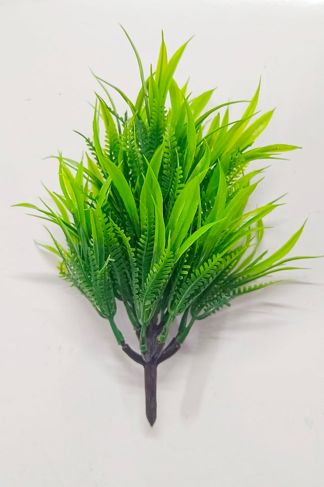 Dekorly Artificial Plastic Mix Green Grass Fake Outdoors Plant Bushes Decor Faux Greenery Shrubs For Outdoor And Indoor, Artificial Shrubs Stems | Height- 7 Inches (Multi-6) 