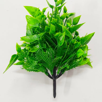 Dekorly Artificial Plastic Mix Green Grass Fake Outdoors Plant Bushes Decor Faux Greenery Shrubs For Outdoor And Indoor, Artificial Shrubs Stems | Height- 7 Inches (Multi-6) 