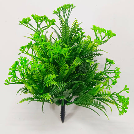 Dekorly Artificial Plastic Mix Green Grass Fake Outdoors Plant Bushes Decor Faux Greenery Shrubs For Outdoor And Indoor, Artificial Shrubs Stems | Height- 7 Inches (Multi-6) 