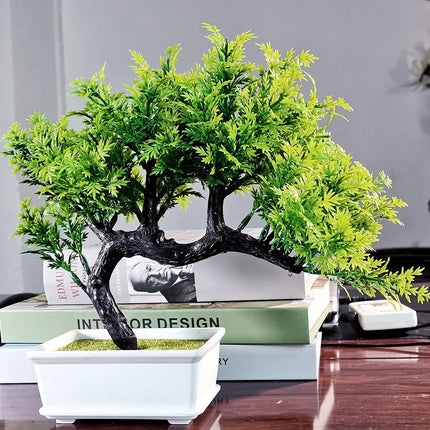 Dekorly Living Room Decor Small Fake Plant Artificial Bonsai Tree for Home Office Hotel, Green, 31 Centimeters 
