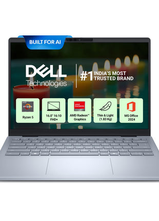 Dell DB16255, R5-340 AI Processor, 16 GB LPDDR5X, 512 GB SSD, 16" (40.64 cm) FHD Plus, Win11+MSO 2024, Ice Blue, 1.83 Kg, AMD Radeon™ Graphics, 300 Nits IPS, Backlit+FPS Keyboard, AI Powered Laptop 