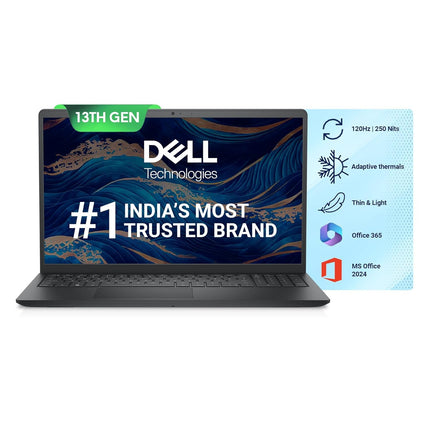 Dell Inspiron 3530, Intel Core i5-1334U, 13th Gen, 16GB RAM, 512 SSD, FHD, 15.6"/39.62cm, Windows 11, MS Office 24, Black, 1.62KG, McAfee 15 Month, Thin & Light Laptop 