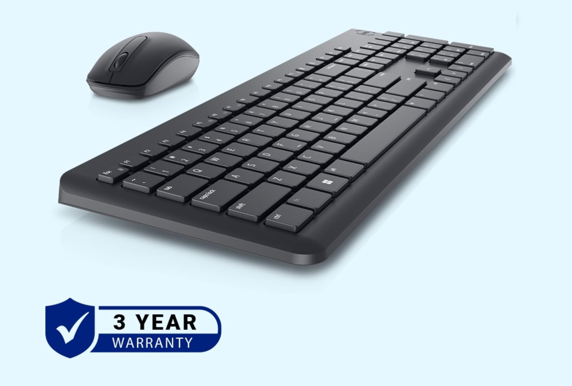 Dell KM3322W Wireless USB Keyboard and Mouse Combo, Anti-Fade & Spill-Resistant Keys, up to 36 Month Battery Life, 3Y Advance Exchange Warranty - Black 