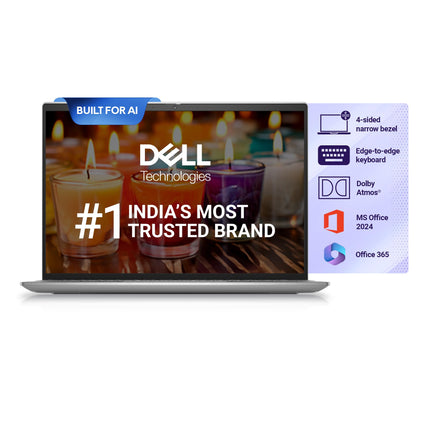 Dell New Inspiron 13 Laptop with AI Enabled Intel Core Ultra 7 155H Processor, 16GB LPDDR5X, 1TB SSD, 13.3" (33.78cm) QHD+ 300nits, Backlit KB + FPR, Win 11+MSO'24, 15 Month McAfee, Silver, 1.24kg 