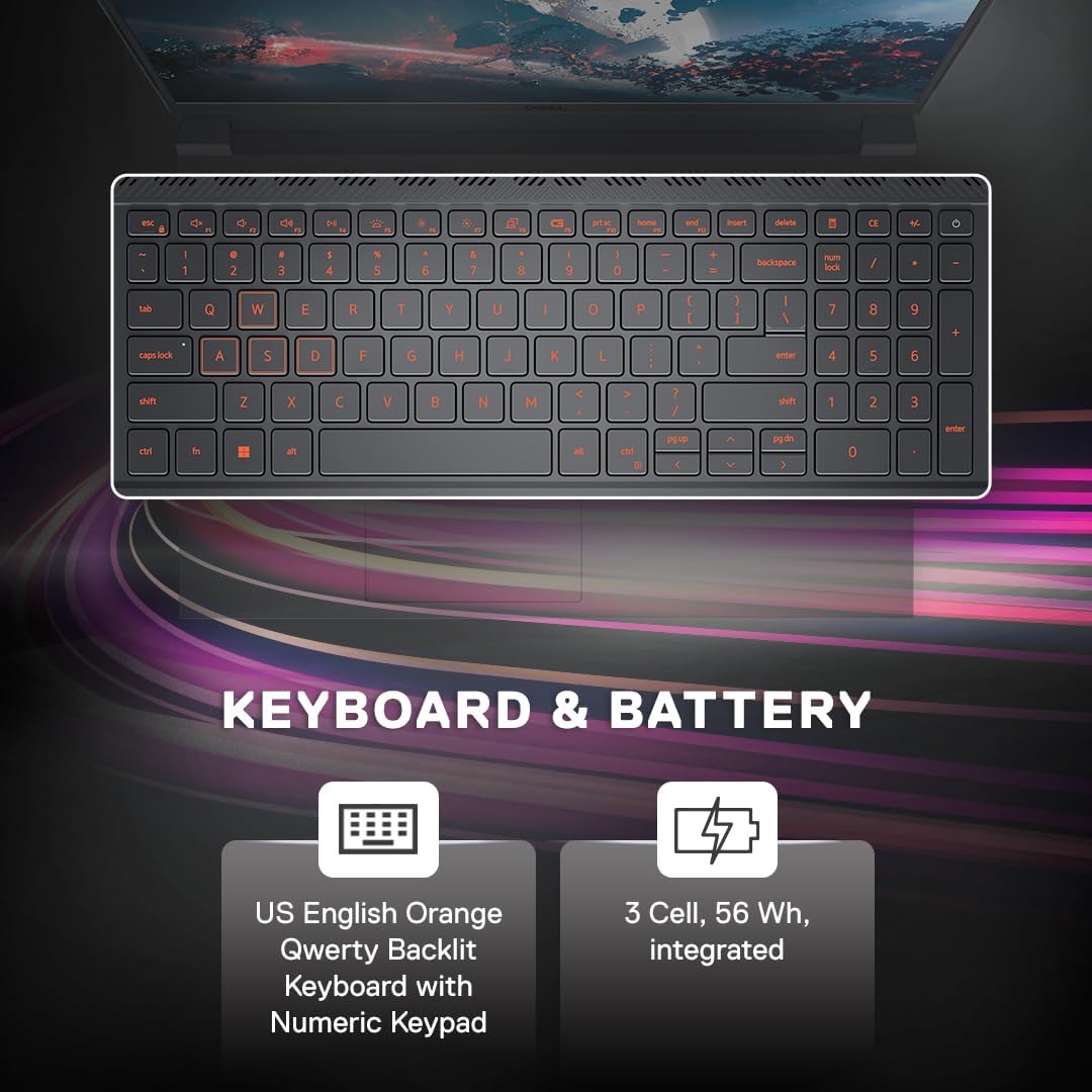 Dell {Smartchoice} G15-5530 Core i5-13450HX| NVIDIA RTX 3050, 6GB (16GB RAM|1TB SSD, FHD|Window 11|MS Office' 21|15.6" (39.62cm)|Dark Shadow Grey|2.65Kg|Gaming Laptop 