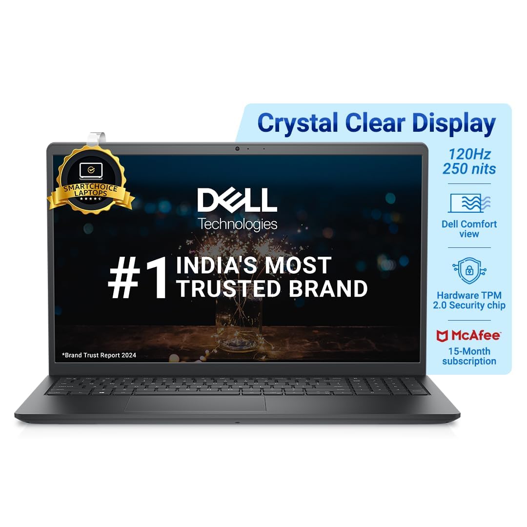 Dell [Smartchoice] Windows 11 Home 3520 Laptop, Intel Core i3-1215U, 12Th Gen (8GB RAM /512GB SSD /Window 11 /MS Office' 21 /15.6"(39.62 Cm) FHD Display /15 Month Mcafee /Black /1.69Kg Thin & Light 