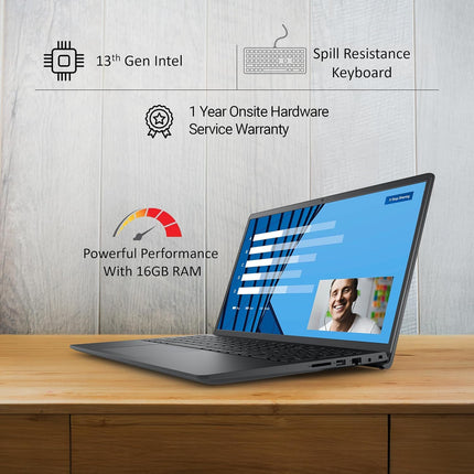 Dell Vostro, Intel Core i3 13th Gen - 1305U, 16GB DDR4 RAM, 512GB, FHD 15.6"/39.6 cm, Windows 11, Office H&S 2024, Carbon Grey, 1.66Kg, 120Hz 250 nits Narrow Border Display, Intel UHD Graphics Laptop 