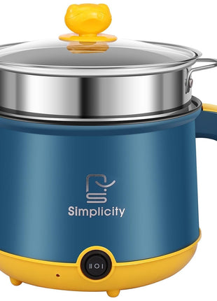 Diamond World 1.8 Litre Electric Multi Cook Kettle Cooker 600W Inner Non-Stick with Stainless Steel Steamer Glass Lid Base Cooking Pot Noodle Maker Egg Boiler hot Pot Vegetable and Rice & Pasta Travel 