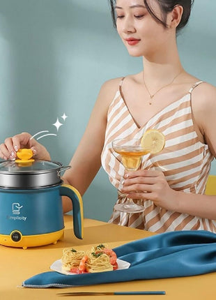 Diamond World 1.8 Litre Electric Multi Cook Kettle Cooker 600W Inner Non-Stick with Stainless Steel Steamer Glass Lid Base Cooking Pot Noodle Maker Egg Boiler hot Pot Vegetable and Rice & Pasta Travel 