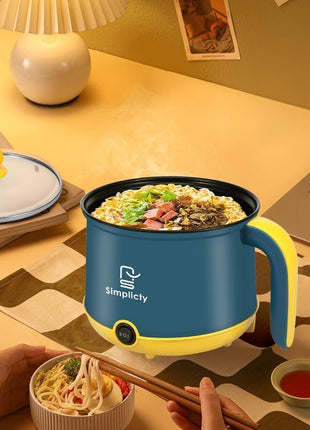 Diamond World 1.8 Litre Electric Multi Cook Kettle Cooker 600W Inner Non-Stick with Stainless Steel Steamer Glass Lid Base Cooking Pot Noodle Maker Egg Boiler hot Pot Vegetable and Rice & Pasta Travel 