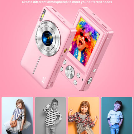 Digital Camera 1080P FHD Compact Digital Camera 44MP Portable Mini Small Photo Camera with 2.4" LCD Screen, 16X Digital Zoom and 1 Battery Vlogging Camera for Kids, Girls, Boys-Pink 
