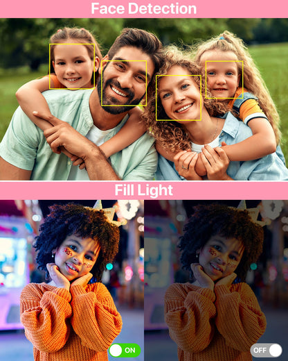 Digital Camera 1080P FHD Compact Digital Camera 44MP Portable Mini Small Photo Camera with 2.4" LCD Screen, 16X Digital Zoom and 1 Battery Vlogging Camera for Kids, Girls, Boys-Pink 