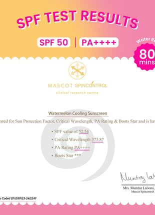 Dot & Key Watermelon Cooling Sunscreen SPF 50+ PA++++ | With Hyaluronic Acid, Instantly Cools Skin, Broad Spectrum Protection | Controls Excess Oil, Checks Tanning, No White Cast, All Skin Types | 50g 