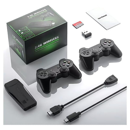 Drumstone (𝐋𝐢𝐦𝐢𝐭𝐞𝐝 𝟏𝟎 Year Warranty 4K Ultra HD Gaming Console with 2.4G Wireless Controllers Built-in 64GB Game Library with 20,000+ Retro Games Plug & Play Video Game System for TV-Black 