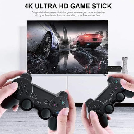 Drumstone (𝐋𝐢𝐦𝐢𝐭𝐞𝐝 𝟏𝟎 Year Warranty 4K Ultra HD Gaming Console with 2.4G Wireless Controllers Built-in 64GB Game Library with 20,000+ Retro Games Plug & Play Video Game System for TV-Black 