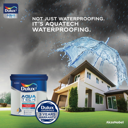 Dulux Aquatech DampProtect Basecoat, Exterior Waterproof Basecoat for Terrace Roof and Walls, 3 Year Waterproofing Performance, Crack-bridging, Solar Reflective Coating, 1 Liter 