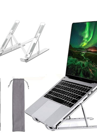 Dyazo 6 Angles Adjustable Aluminum Ergonomic Foldable Portable Tabletop Laptop/Desktop Riser Stand Holder Compatible for MacBook, HP, Dell, Lenovo & All Other Notebook (Silver) 