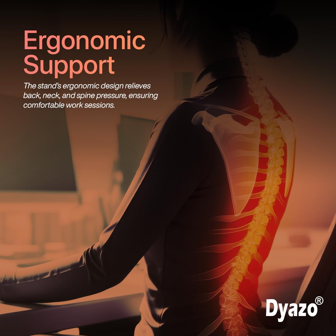 Dyazo 6 Angles Adjustable Aluminum Ergonomic Foldable Portable Tabletop Laptop/Desktop Riser Stand Holder Compatible for MacBook, HP, Dell, Lenovo & All Other Notebook (Silver) 