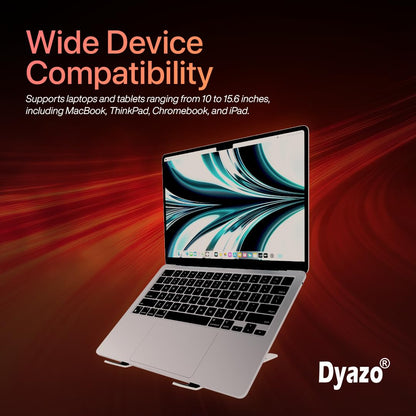 Dyazo 6 Angles Adjustable Aluminum Ergonomic Foldable Portable Tabletop Laptop/Desktop Riser Stand Holder Compatible for MacBook, HP, Dell, Lenovo & All Other Notebook (Silver) 