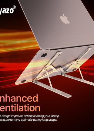 Dyazo 6 Angles Adjustable Aluminum Ergonomic Foldable Portable Tabletop Laptop/Desktop Riser Stand Holder Compatible for MacBook, HP, Dell, Lenovo & All Other Notebook (Silver) 