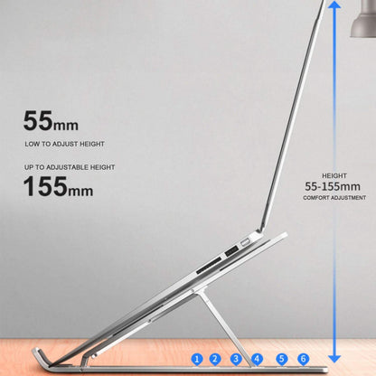 Dyazo 6 Angles Adjustable Aluminum Ergonomic Foldable Portable Tabletop Laptop/Desktop Riser Stand Holder Compatible for MacBook, HP, Dell, Lenovo & All Other Notebook (Silver) 