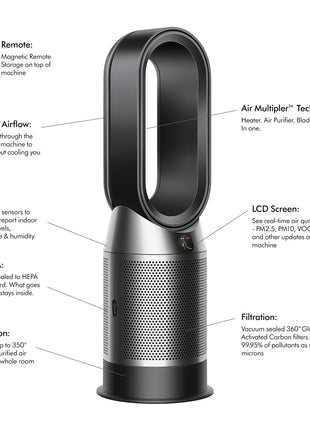 Dyson Purifier Hot+Cool Air Purifier with heater, HEPA+Activated Carbon Filter, Wi-Fi Enabled, HP07 (Black/Nickel) 