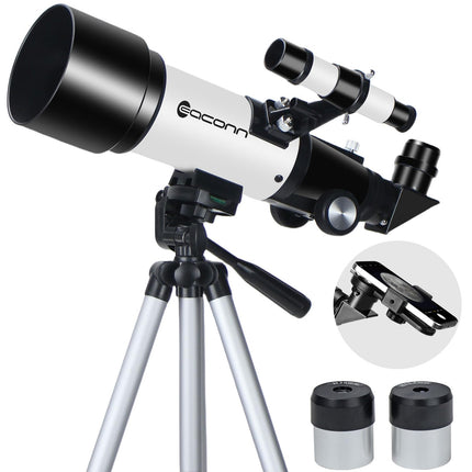 EACONN Telescopes, Telescope for Kids and Adults Beginners, 70mm Aperture 400mm Focus Length Refractor Travel Telescope with AZ Mount for Observe The Moon and Landscape 