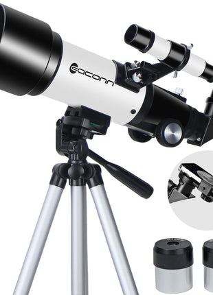 EACONN Telescopes, Telescope for Kids and Adults Beginners, 70mm Aperture 400mm Focus Length Refractor Travel Telescope with AZ Mount for Observe The Moon and Landscape 