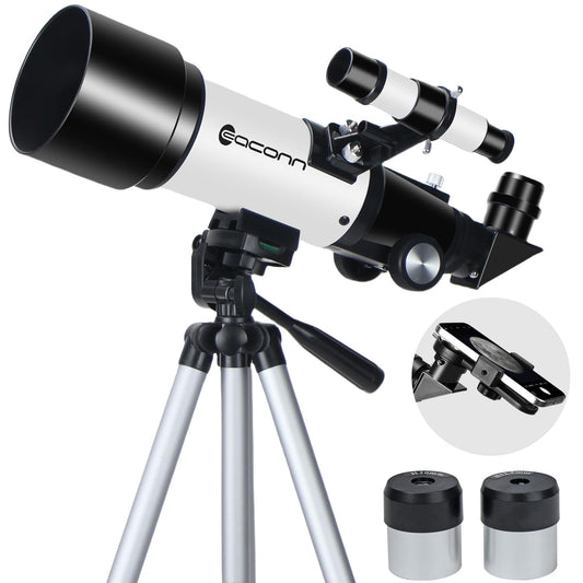 EACONN Telescopes, Telescope for Kids and Adults Beginners, 70mm Aperture 400mm Focus Length Refractor Travel Telescope with AZ Mount for Observe The Moon and Landscape 
