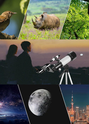 EACONN Telescopes, Telescope for Kids and Adults Beginners, 70mm Aperture 400mm Focus Length Refractor Travel Telescope with AZ Mount for Observe The Moon and Landscape 