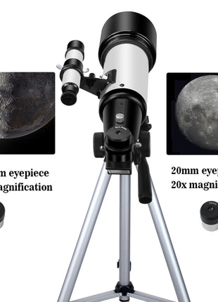 EACONN Telescopes, Telescope for Kids and Adults Beginners, 70mm Aperture 400mm Focus Length Refractor Travel Telescope with AZ Mount for Observe The Moon and Landscape 