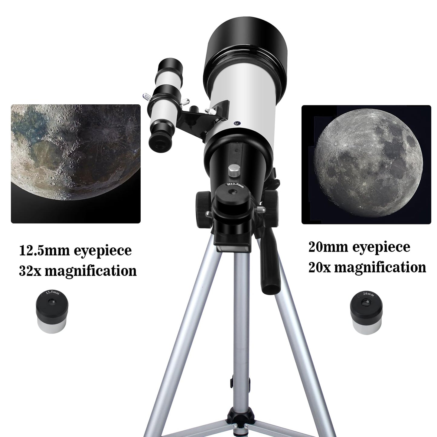 EACONN Telescopes, Telescope for Kids and Adults Beginners, 70mm Aperture 400mm Focus Length Refractor Travel Telescope with AZ Mount for Observe The Moon and Landscape 