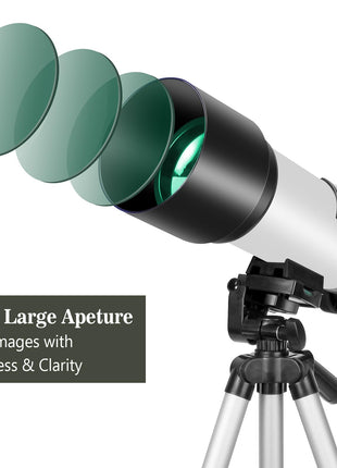 EACONN Telescopes, Telescope for Kids and Adults Beginners, 70mm Aperture 400mm Focus Length Refractor Travel Telescope with AZ Mount for Observe The Moon and Landscape 