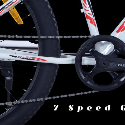 EAST COAST Carnage 24T Cycle with 7 Speed Gear (9years to 13 Years Big Kids) Rigid, 16 Inches, White 
