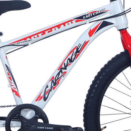EAST COAST Carnage 24T Cycle with 7 Speed Gear (9years to 13 Years Big Kids) Rigid, 16 Inches, White 