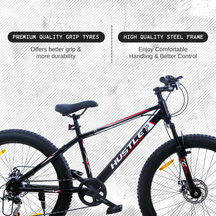 EAST COAST Hustle 26T Fat Tyre Cycle with Gear(7Speed) Black 