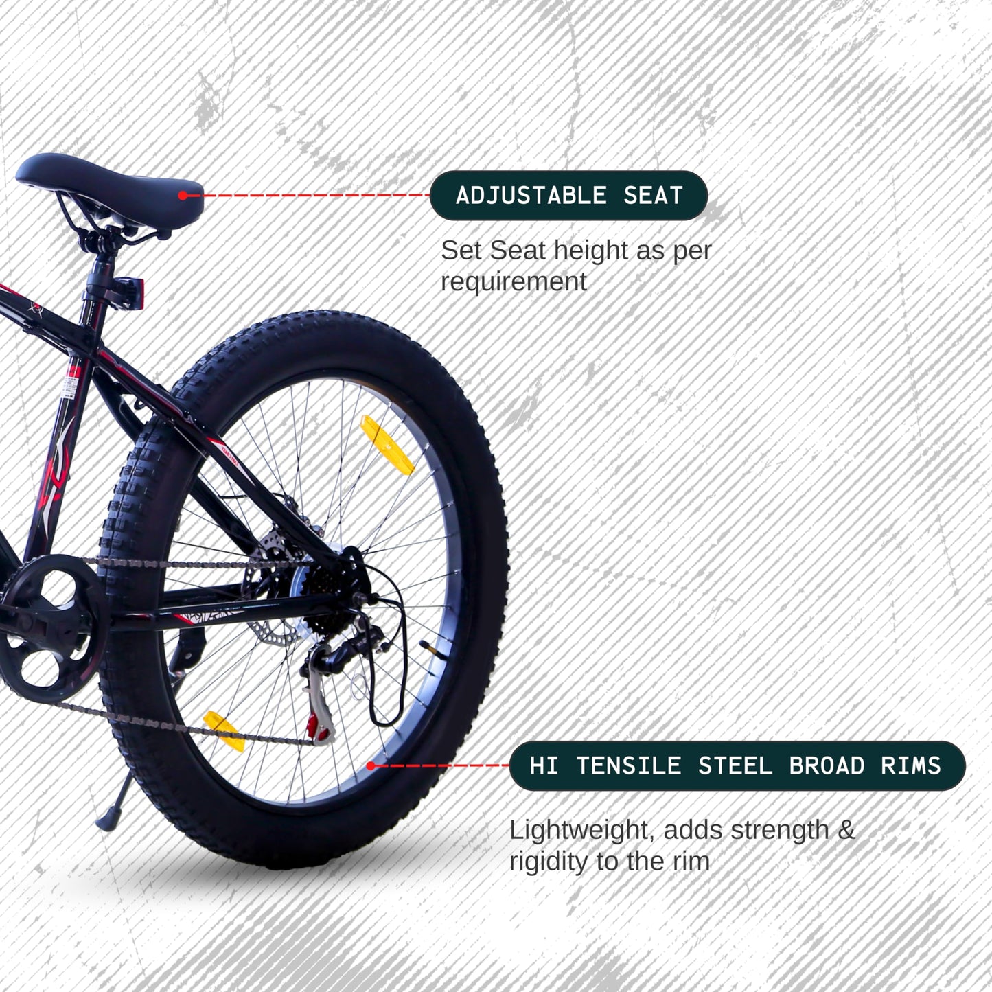 EAST COAST Hustle 26T Fat Tyre Cycle with Gear(7Speed) Black 