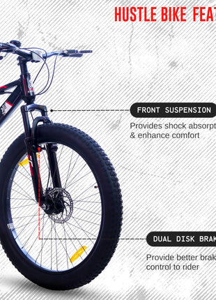 EAST COAST Hustle 26T Fat Tyre Cycle with Gear(7Speed) Black 